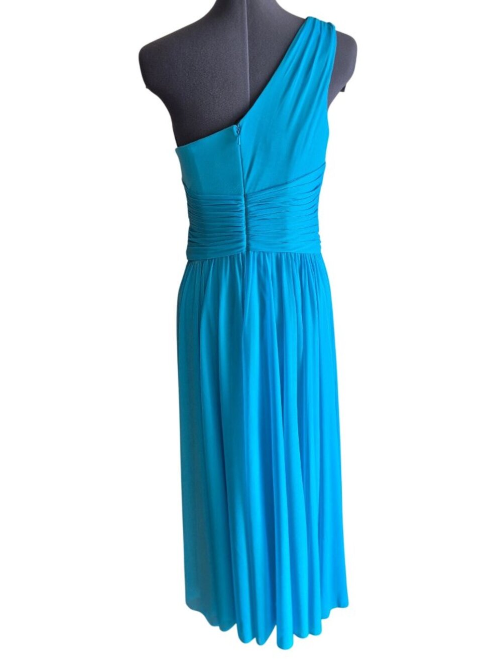 David's Bridal One Shoulder Malibu Blue Maxi Dress Size M - Picture 3 of 9